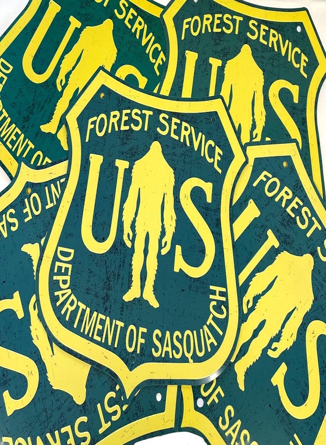 SQUATCH METALWORKS "Department of Sasquatch" Bigfoot Sign - Vintage Forest Service Design - Aluminum Roadsign - 11"x12" - Bigfoot/Sasquatch/Yeti/Nature Gift - SQUATCH METALWORKS - Image 3